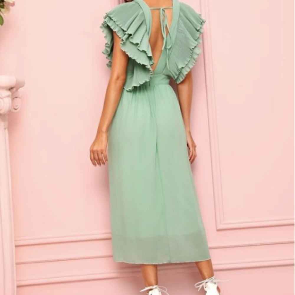 Sage Green Ruffle Cocktail Dress